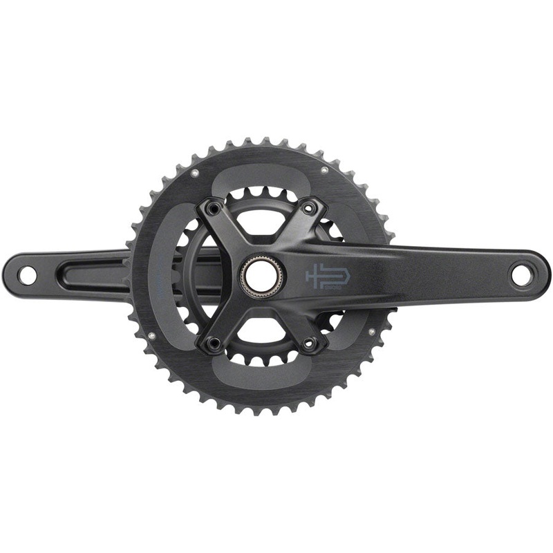 microSHIFT Sword 2x Crankset - 165mm, 10-Speed, 46/29t, 110 Asym BCD,  24mm Spindle, Black