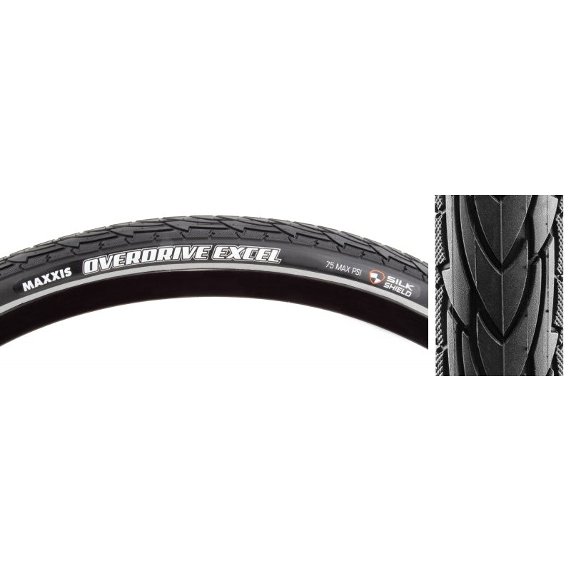 Overdrive Excel Tire 700x47C Wire Clincher Single SilkShield Reflective 60TPI Black