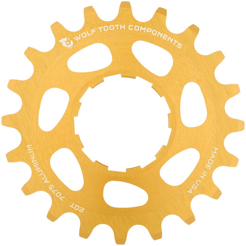 Single Speed Aluminum Cog - 20t Compatible with 3/32" Chains Gold