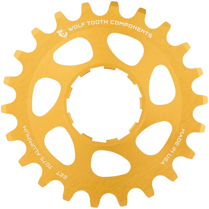 Single Speed Aluminum Cog - 22t Compatible with 3/32" Chains Gold