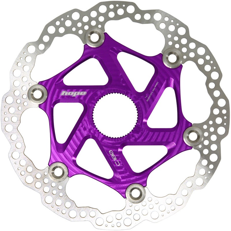 MTB Floating Centre-Lock Disc Brake Rotor - 180mm Center-Lock Purple