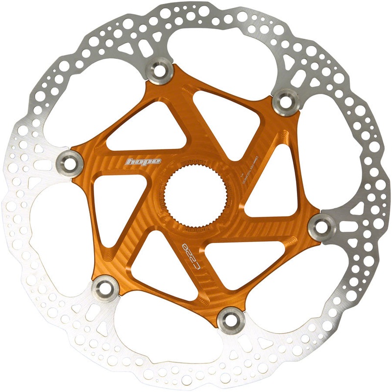 MTB Floating Centre-Lock Disc Brake Rotor - 220mm Center-Lock Orange
