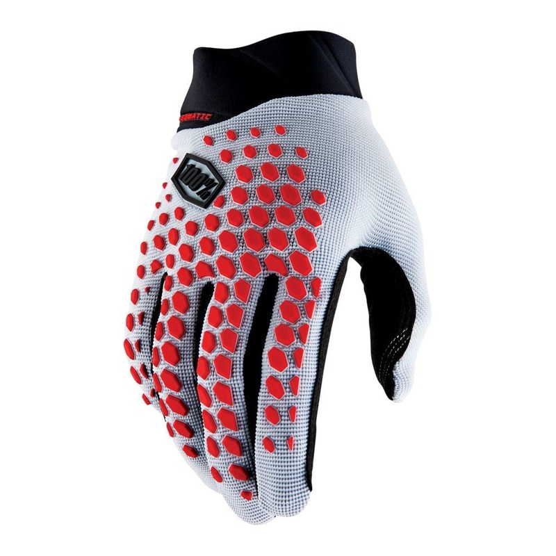 100% Geomatic Glove - Gray-Racer Red