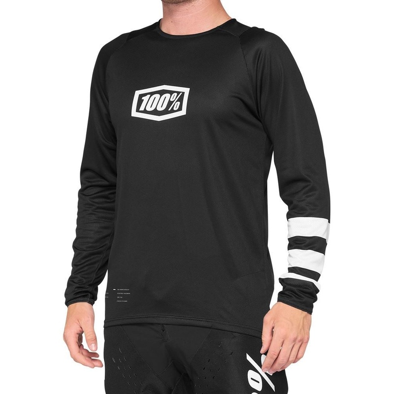 100% R-Core Long Sleeve MTB Jersey - Black-White - 2022