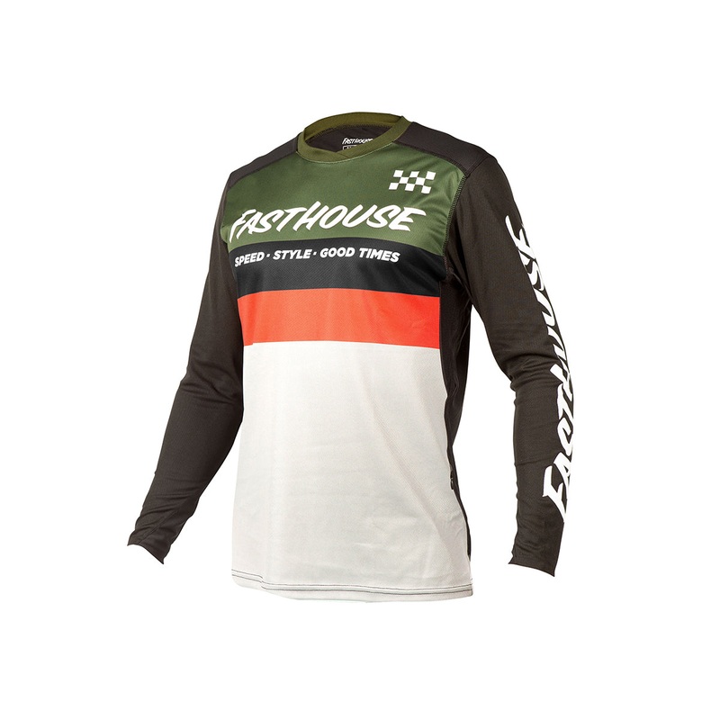 Fasthouse Alloy Kilo Long Sleeve MTB Jersey - Olive-White