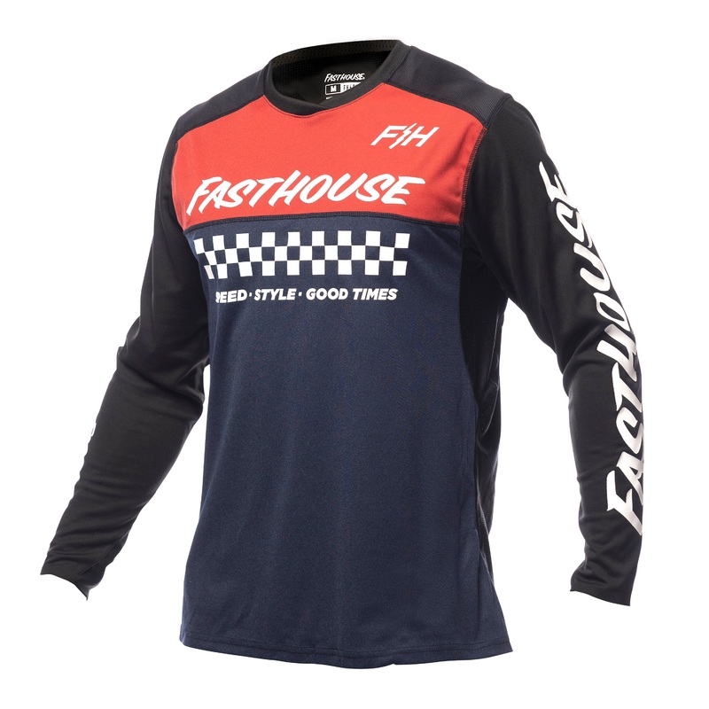 Fasthouse Alloy Mesa Long Sleeve MTB Jersey - Heather Red-Navy