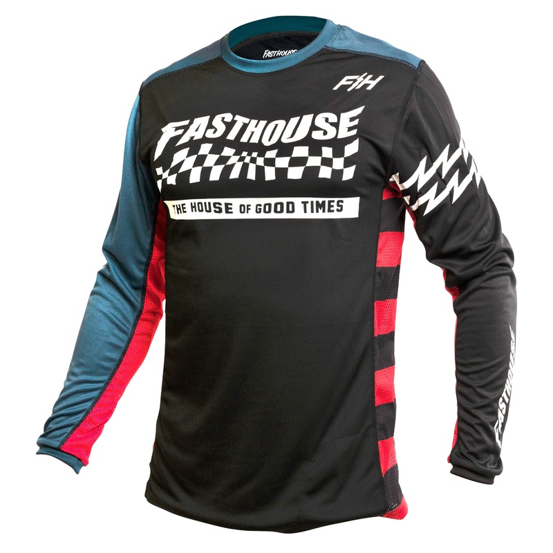 Fasthouse Classic Velocity Long Sleeve MTB Jersey - Black-Indigo