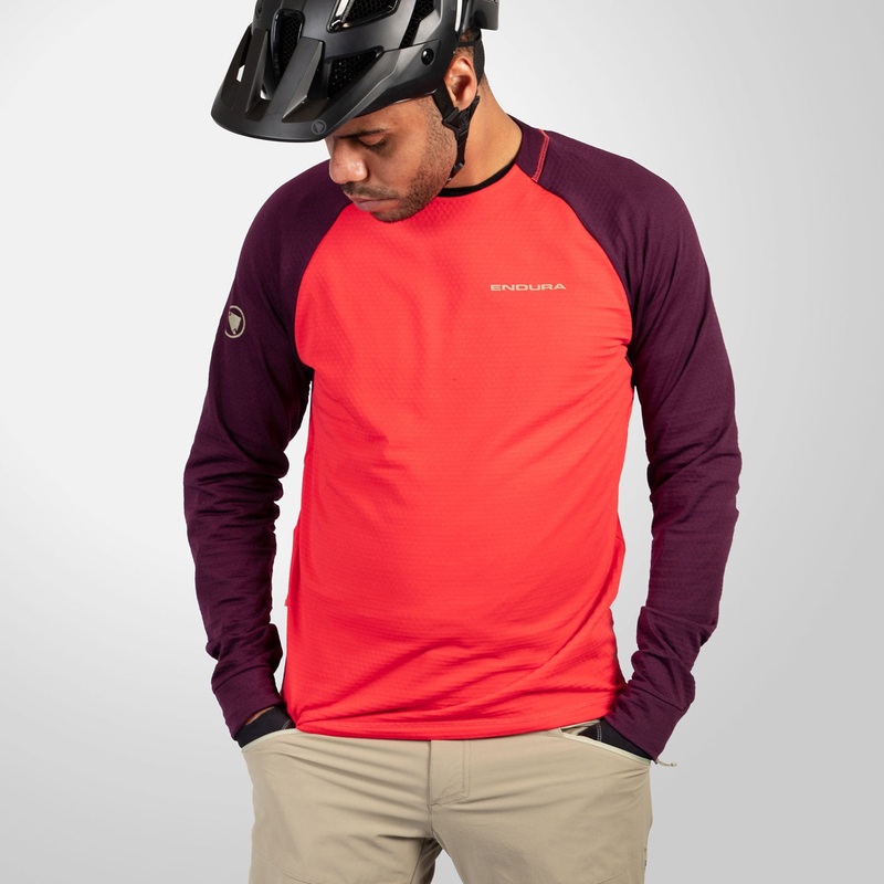 Maglia maniche lunghe Endura Singletrack Fleece - Rosso viola